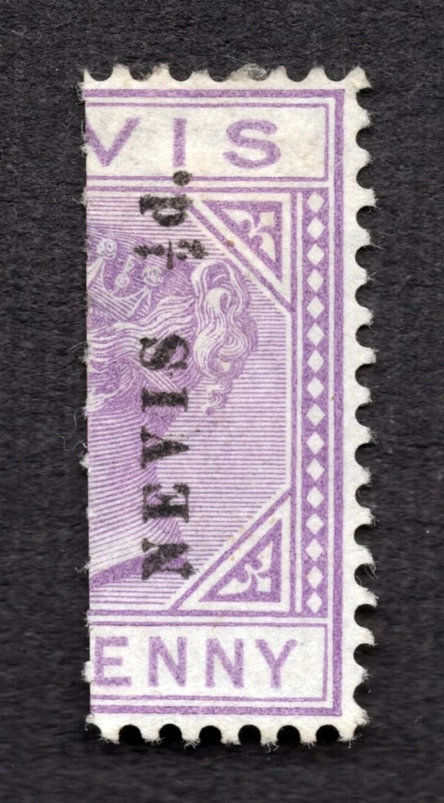 Queen Victoria 1/2d lilac-mauve Vertical bisect with black surcharge
