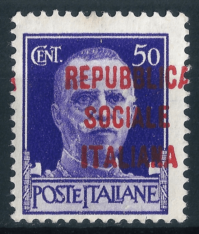V. Emmanuel III 50c purple RSI, Milan overprint
