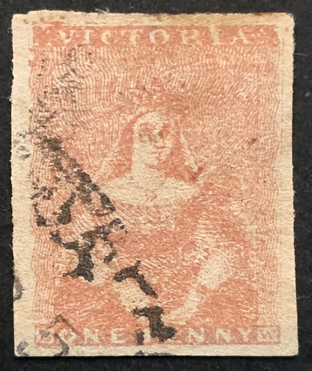 Half Length 1d pale dull red-brown with distorted 2nd 'I' in Victoria